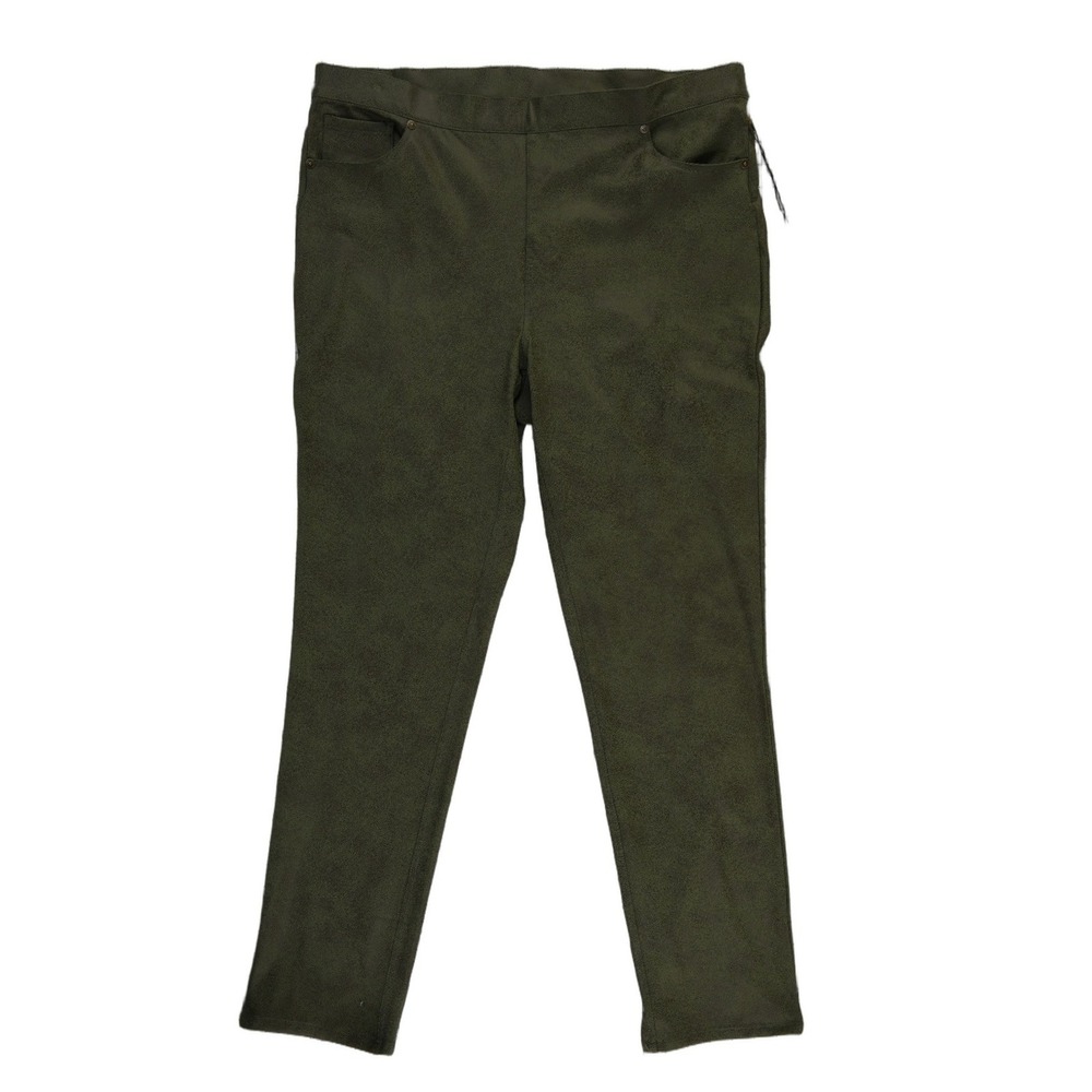 NWT DG2 Diane Gilman Green Faux Suede Leggings Womens Size 1X Tall Olive Pull On